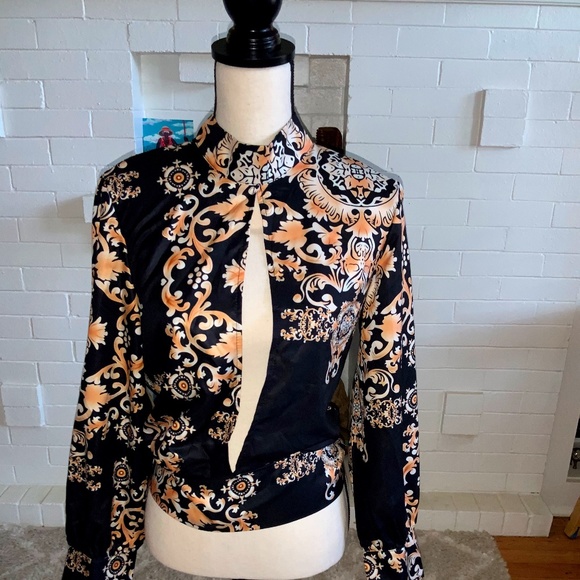 Tops - Baroque Design High Collar Top